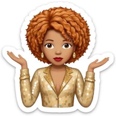 Macy Gray from Mary Mary with reddish blonde hair, cream sequin outfit sticker