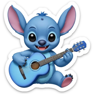 Stitch and guitar sticker