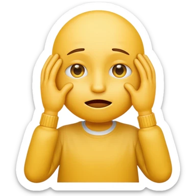 yellow emoticon with hands over eyes not smiling sticker