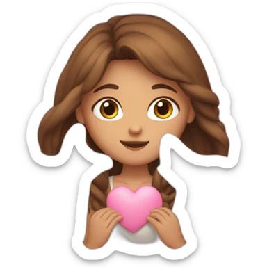 Girl with long brown hair shaping heart with her hands sticker