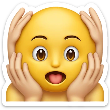 Emoji with little hands coming out of its mouth sticker