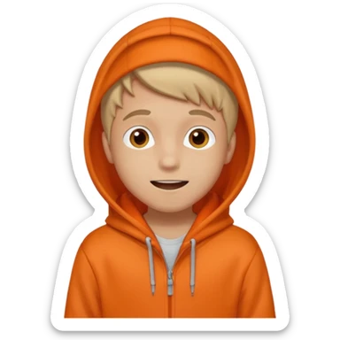 Boy in Orange hoodie mind blown sticker