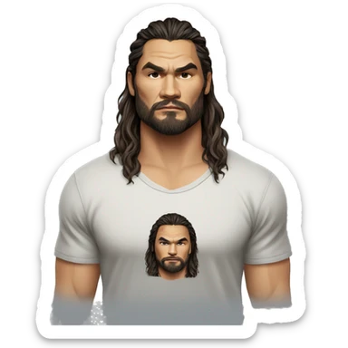 realistic jason momoa wearing tee sticker