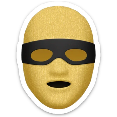 Sticker, a man wearing a black T-shirt and a black balaclava mask and a gold chain on his chest surrounded by a white outline, on a transparent background." sticker