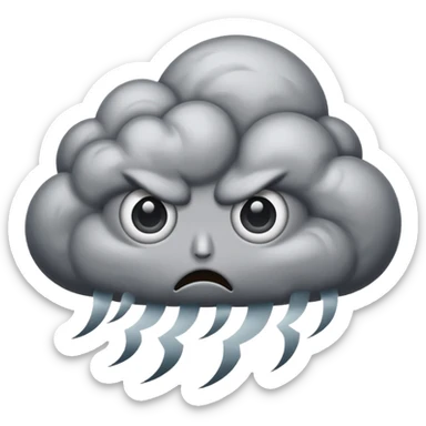 angry Thunderstorm Cloud, eyes, gray sticker