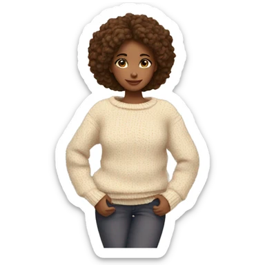 thoughtful girl in cozy sweater sticker