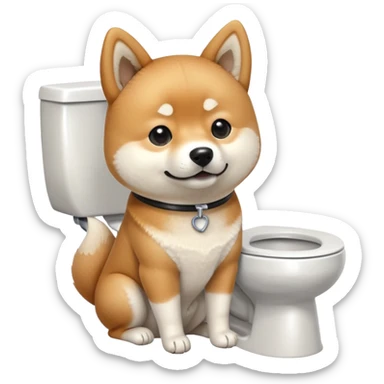 A Shiba Inu sitting on the toilet sticker