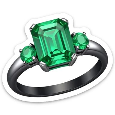 wedding ring with a emerald green stone sticker
