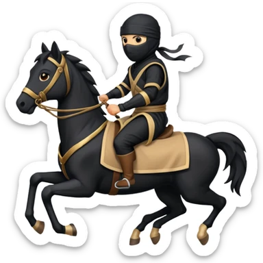 ninja riding horse wearing racing cloth black sticker