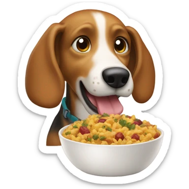 Trail hound eating big bowl of food sticker