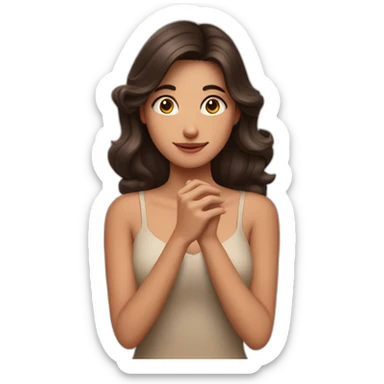 Brunette girl receiving affection on her hand sticker