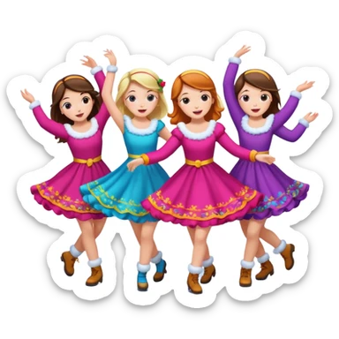 girls dancing while snow is coming down sticker