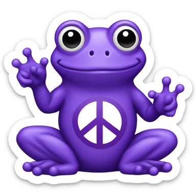 Purple frog with peace sign  sticker