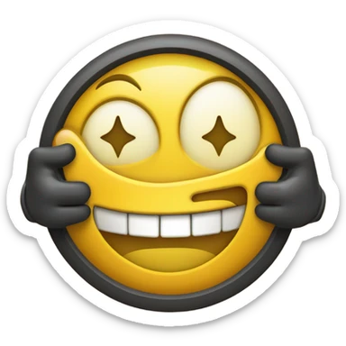 smiling emoji holding a finger gun to its head sticker
