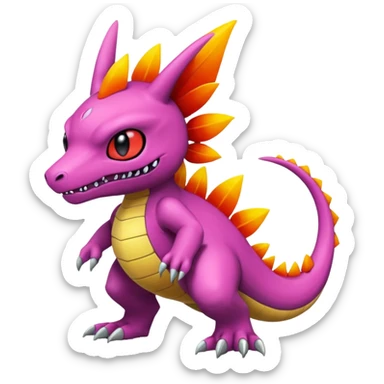 randomly-colored edgy kawaii Fakémon-Pokémon-Scalie-Digimon-creature (full body) sticker