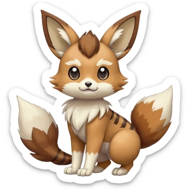 Meloetta-Eevee-Bobcat-Furret-Pokémon-Fakémon-fusion-creature sticker