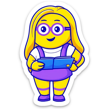 cute yellow minion with long girl hair sticker