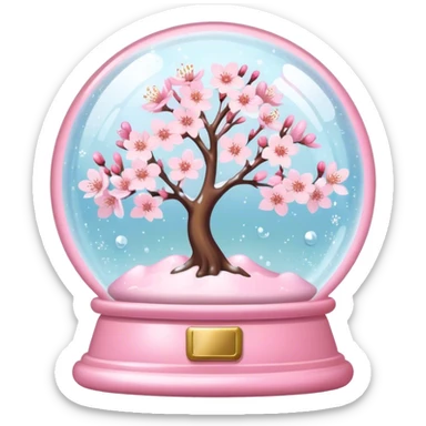 Pastel pink snow globe，Cherry blossom sticker