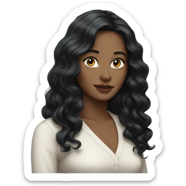 beautiful pale woman with long wavy black hair sticker