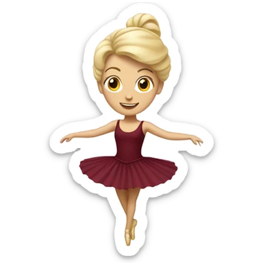 Blonde lady dancing ballet with a burgundy tutu sticker