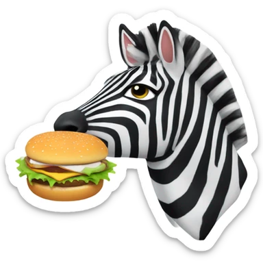 Zebra eating burger  sticker