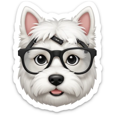 Westie Dog with all black glasses sticker