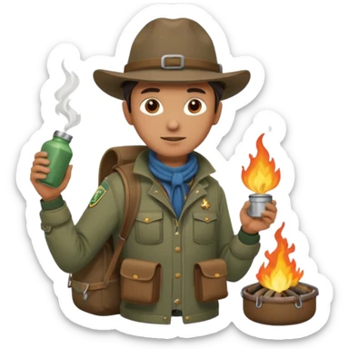 mountain ranger at campfire sticker