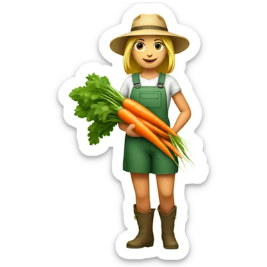 full body farmer girl holding carrots sticker