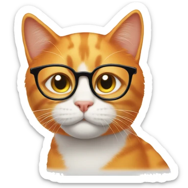 A orange cat with spectacles  sticker