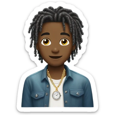 a boy with short dreads with a diamond chain and diamond blinging watch sticker