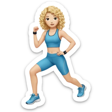 long hair curly blond haired girl DOING EXERCISE sticker