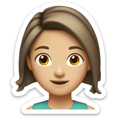 Girl with brown hair with a ponytale sticker