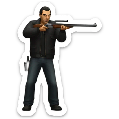 GTA III Italian Mafia man with shotgun sticker