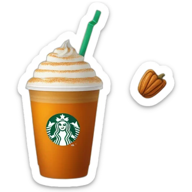 Pumpkin spice latte in a Starbucks cup sticker