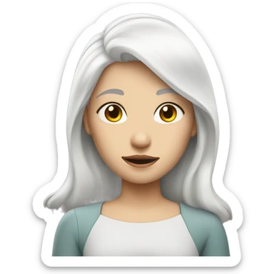 girl with white hair and pearsing sticker