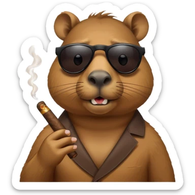 Capybara smoking a cigar with sunglasses on looking dope sticker