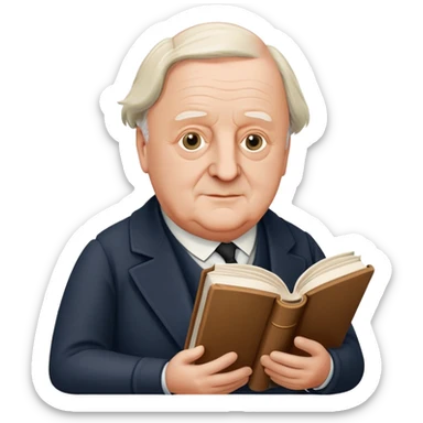 Sir John Betjeman holding a book sticker