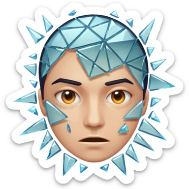 Face splitting into multiple expressions like shattered glass sticker