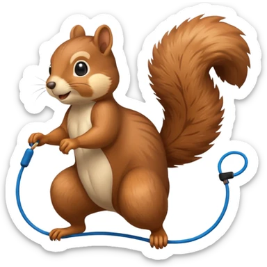 Squirrel playing jump rope sticker