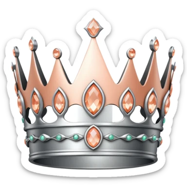 silver feminine crown with peach colored stones sticker
