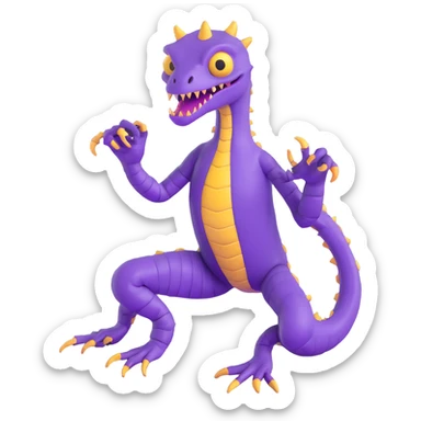 purple reptilian monster with multiple limbs like in Monsters Inc sticker