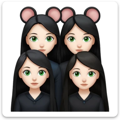 Two girls one with long black hair, blue eyes very pale skin wearing black clothes the other one with long mousey brown hair, green eyes and pale skin sticker