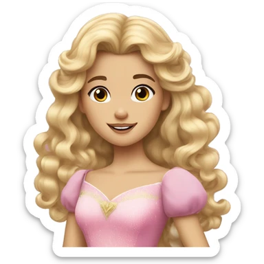 Princess Aurora blonde curly hair and bangs  sticker