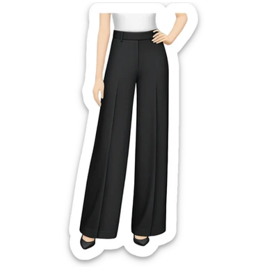 only black wide leg pants, flat product photography, plain garment item isolated on white, no human elements, no limbs, just the pants sticker