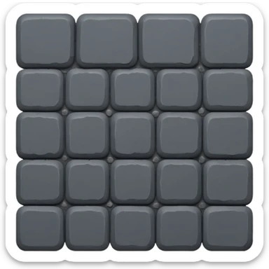 Emoji-style icon of a dark gray Roman sanpietrino cobblestone, minimal, rounded, cute, and readable at small size. sticker