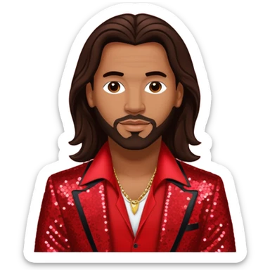 Kevin Thornton, R&B Singer (b. 1969) from Color Me Badd with long dark brown hair, red sequin outfit sticker