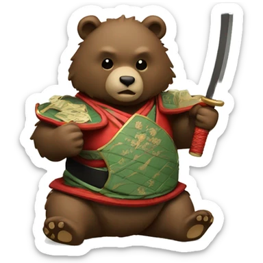 samurai bear poker victory sticker