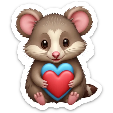 Opossum with hearts sticker