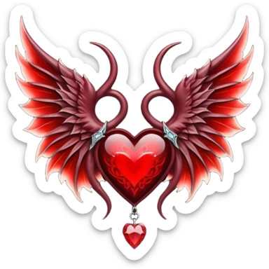 succubus wings, cryhstal heart  sticker