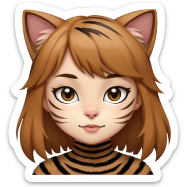 Catgirl with brown fur and black stripes sticker